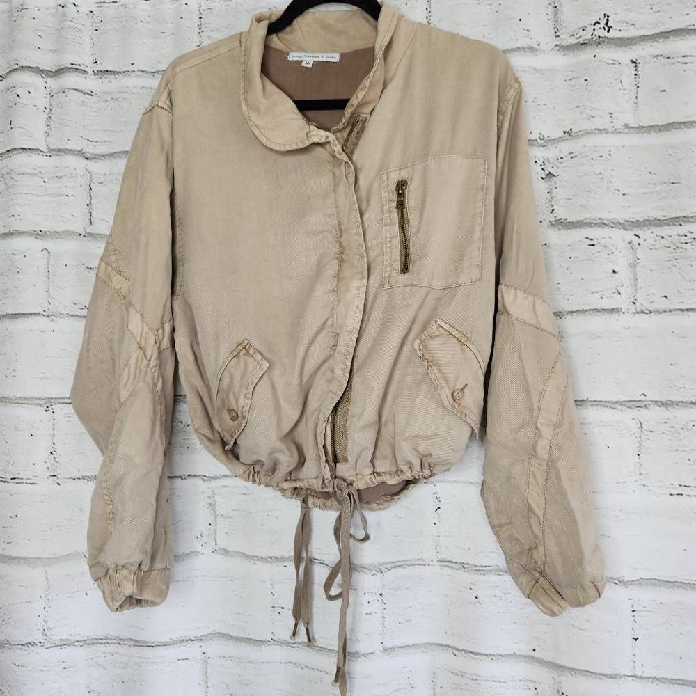 Young Fabulous & Broke Khaki Clara Drawstring Utility Jacket Bomber Full Zip M - Picture 1 of 16